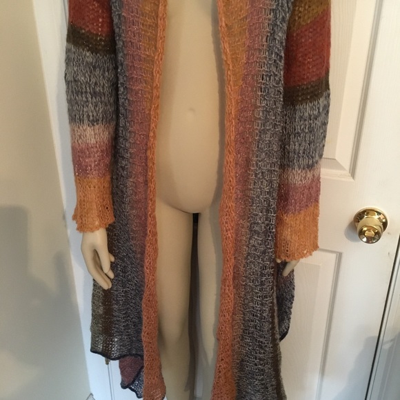 Knitted & Knotted striped cardigan multi color with Lurex Large - Picture 2 of 8